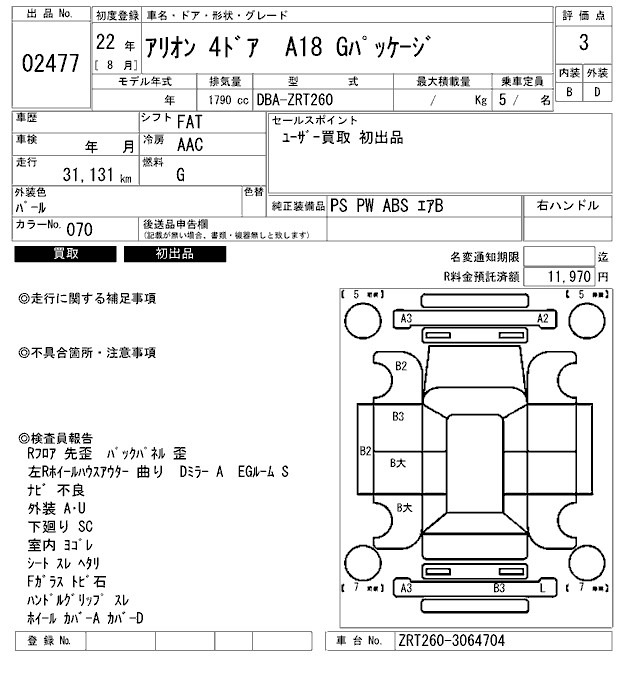 Toyota ALLION 2010 7097512-2
