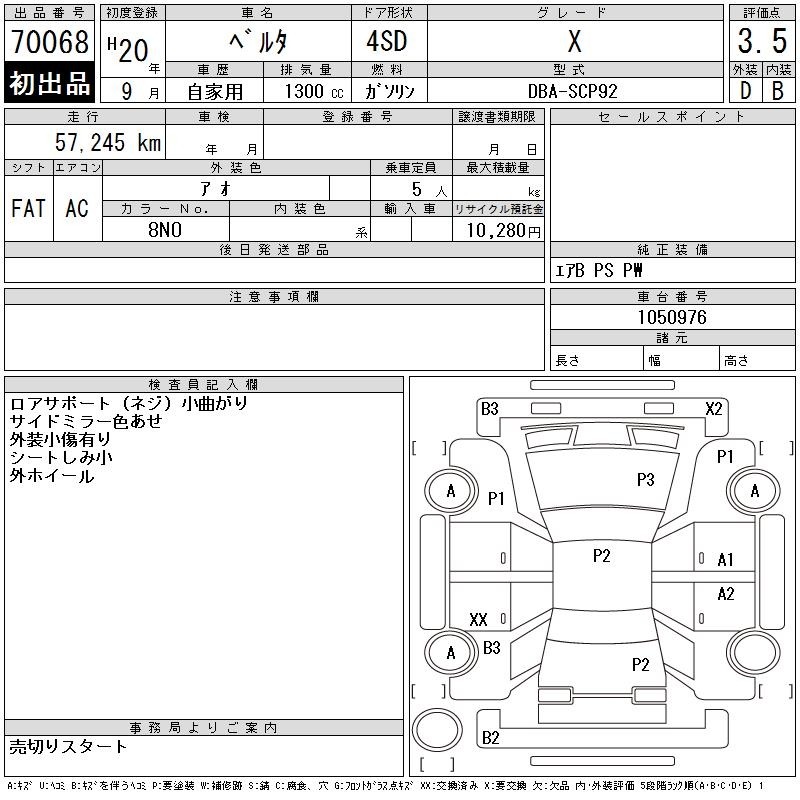 Toyota BELTA 2008 7151033-2
