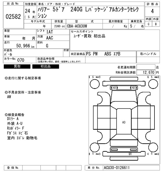 Toyota HARRIER 2012 8232735-2