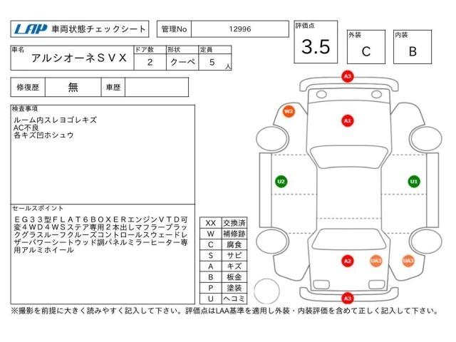Subaru ALCYONE SVX 1992 7005441-3