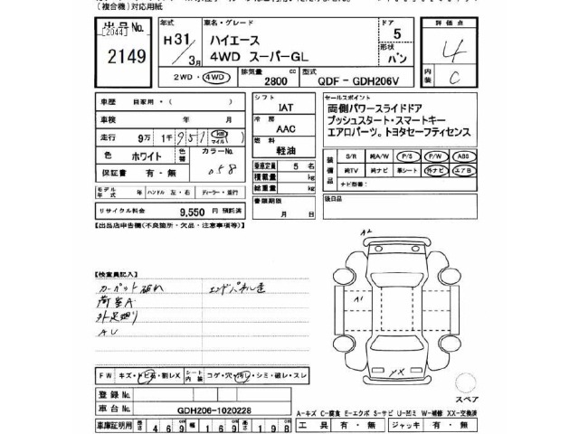 Toyota HIACE VAN 2019 7022000-2