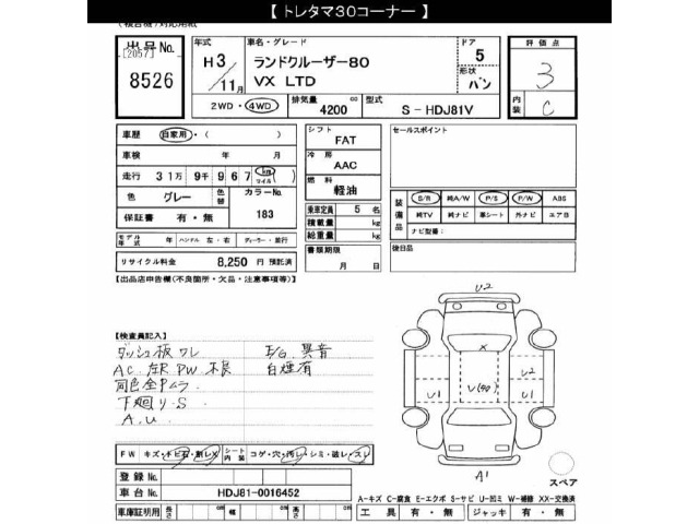 Toyota LAND CRUISER 1991 8621854-2