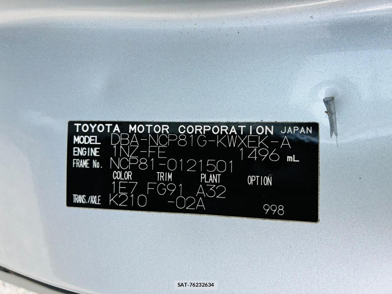 Toyota SIENTA 2005-10 7972172-32