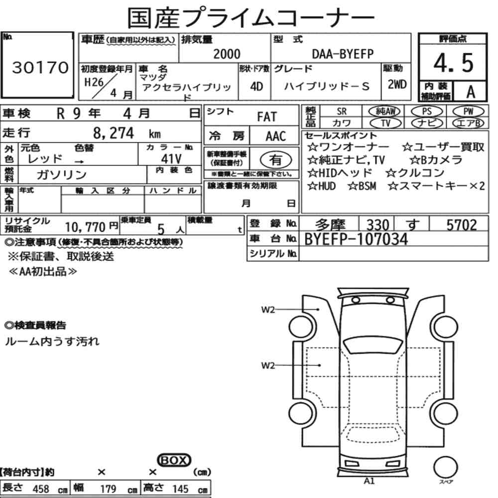 Mazda AXELA HYBRID 2014 8930561-6