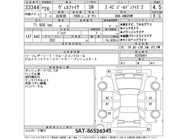 Toyota VELLFIRE 2014 8692750-2